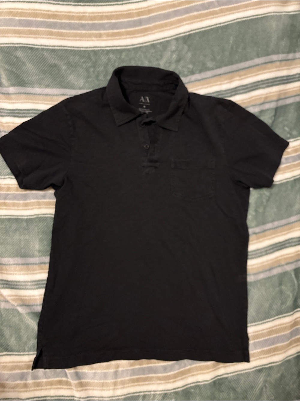 Armani Exchange Black Short-Sleeve Polo